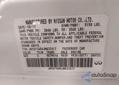 2018 Infiniti Q50 3.0T Luxe z USA, uszkodzony, nr VIN JN1EV7ARXJM437417